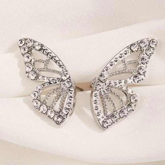 Rhinestone Butterfly Wing Studs - Picture 1 of 3